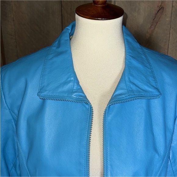 Wilsons Leather Maxima turquoise Blue Leather Jacket Size Large - Picture 2 of 11